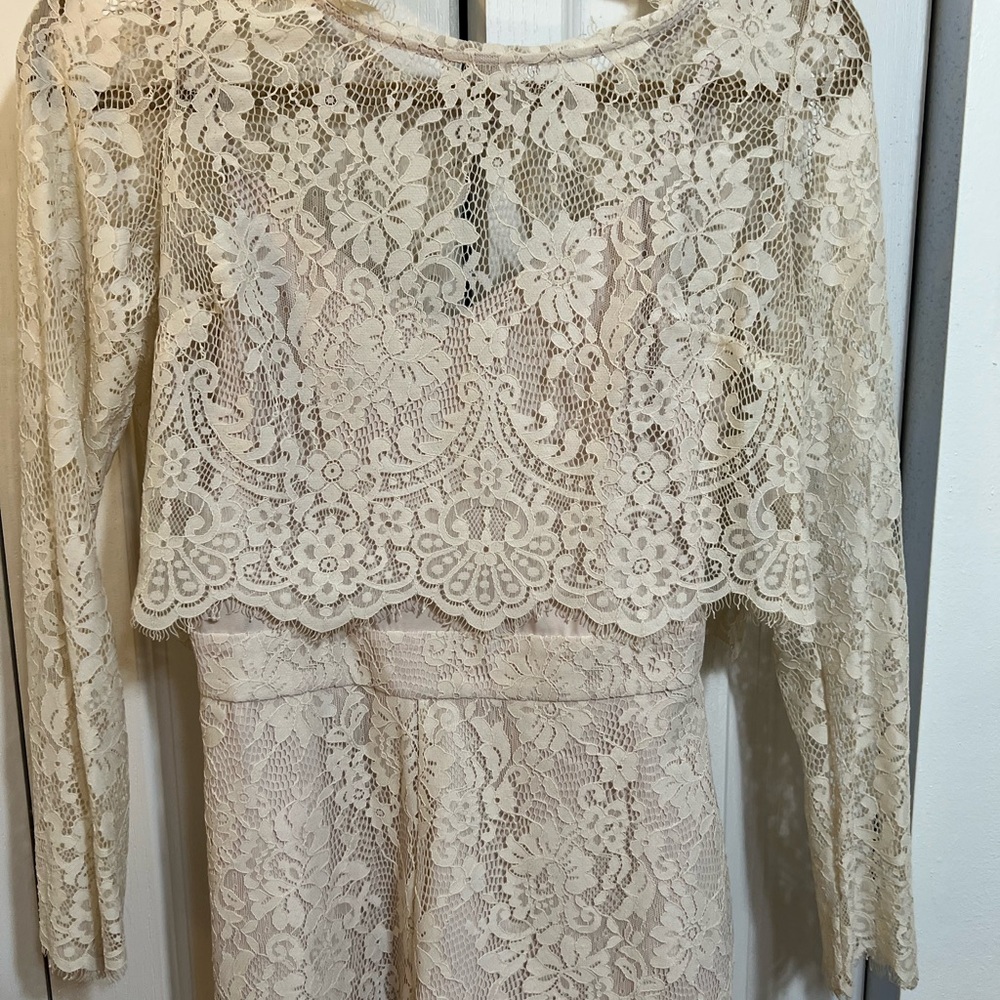 Bebe Cream Lace Romper